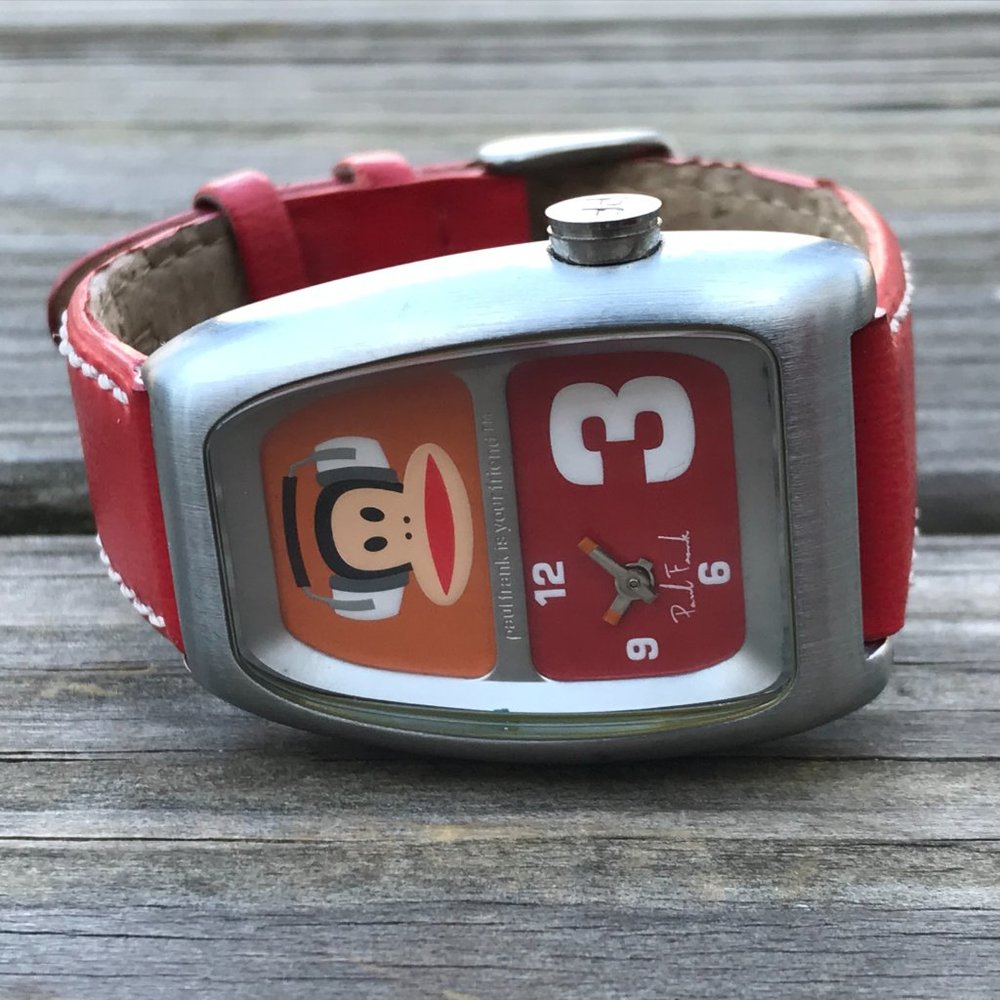 Paul Frank Watch Red Vegan Faux Leather Band Water - Picture 4 of 12